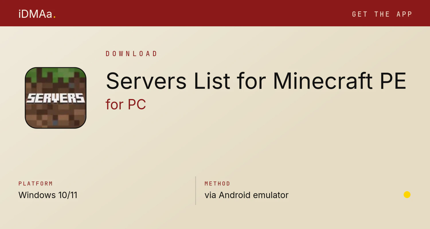 Download Servers List for Minecraft PE for PC