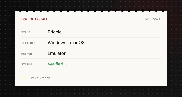 How to install Bricole on PC