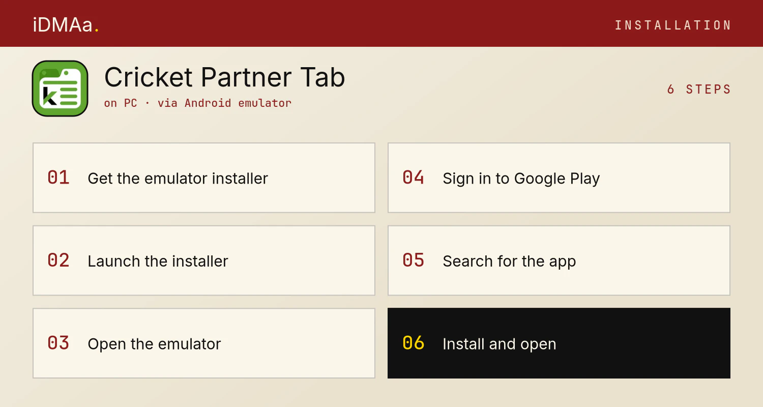 How to install Cricket Partner Tab on PC