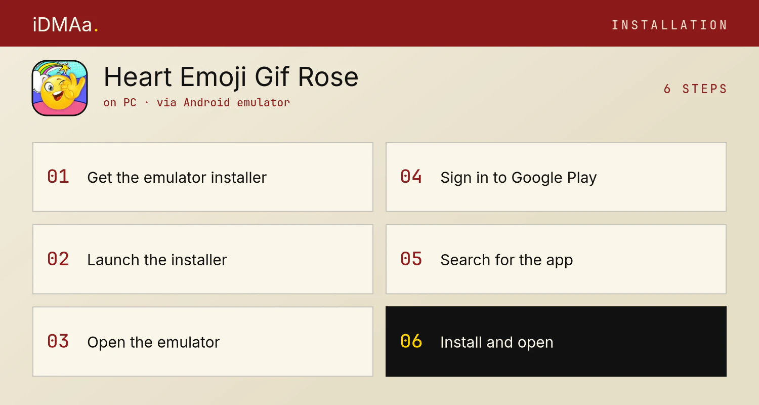 How to install Heart Emoji Gif & Rose Sticker on PC