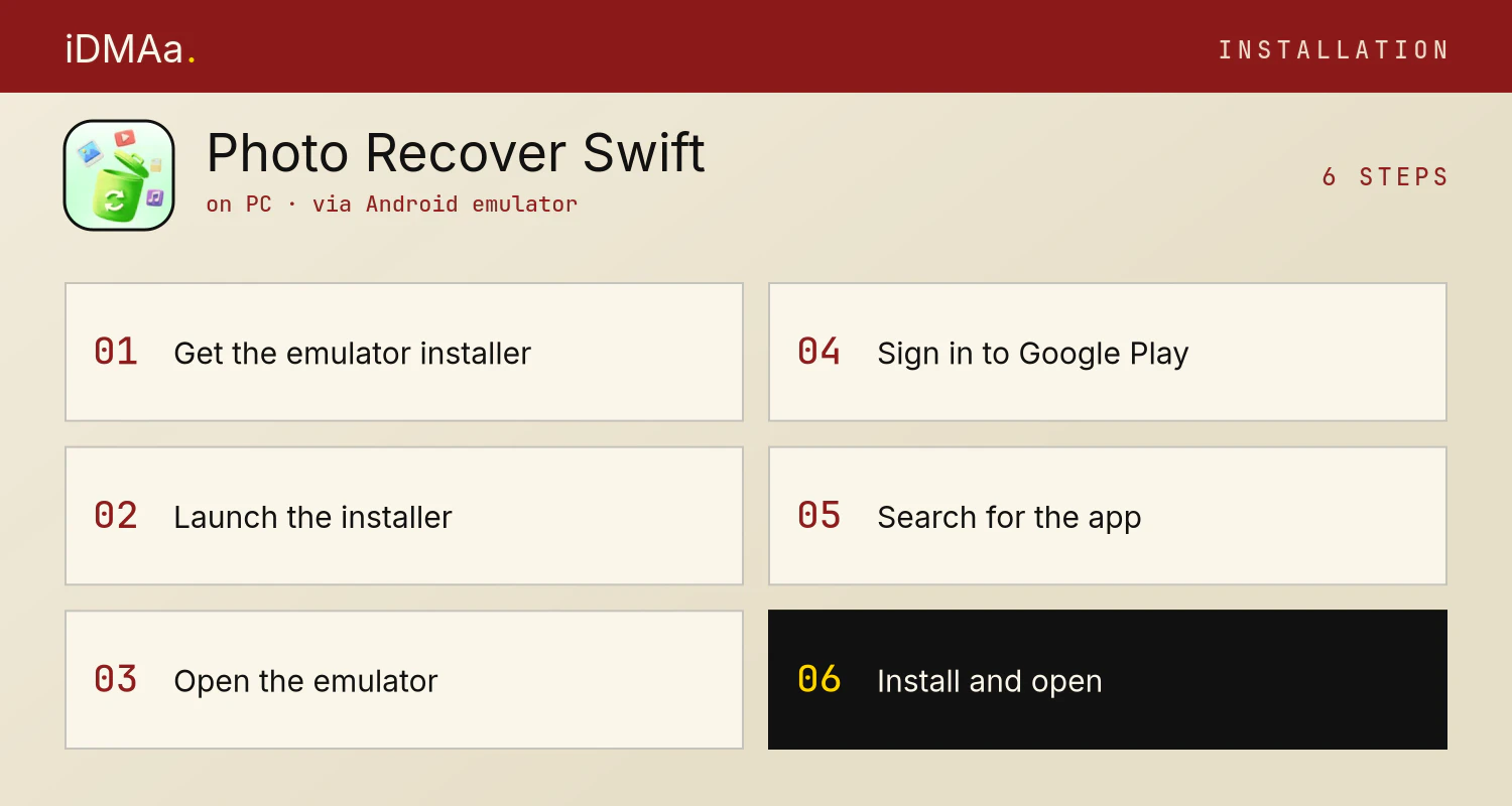 How to install Photo Recover Swift on PC